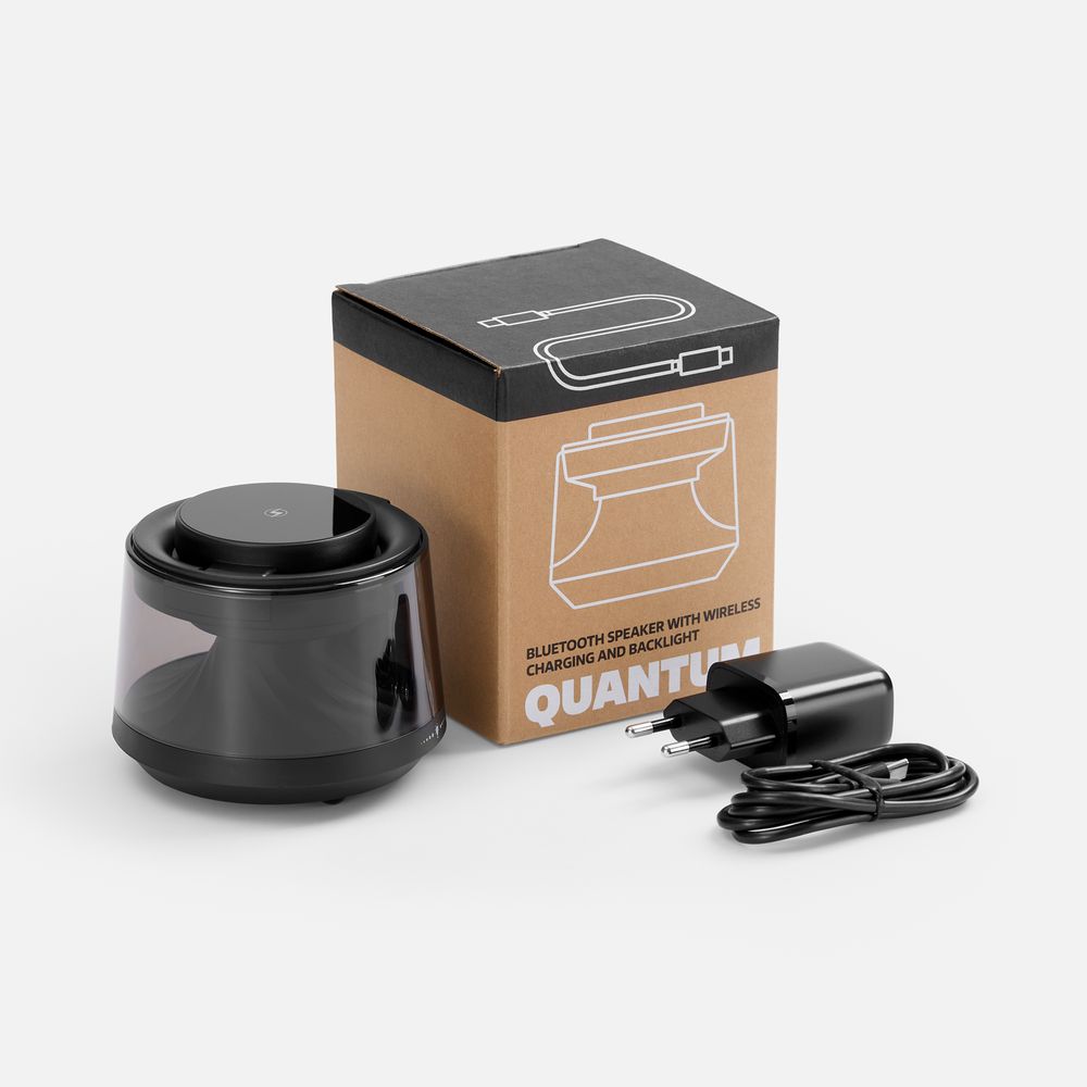Bluetooth-колонка с подсветкой и беспроводной зарядкой Quantium, черная в Казани